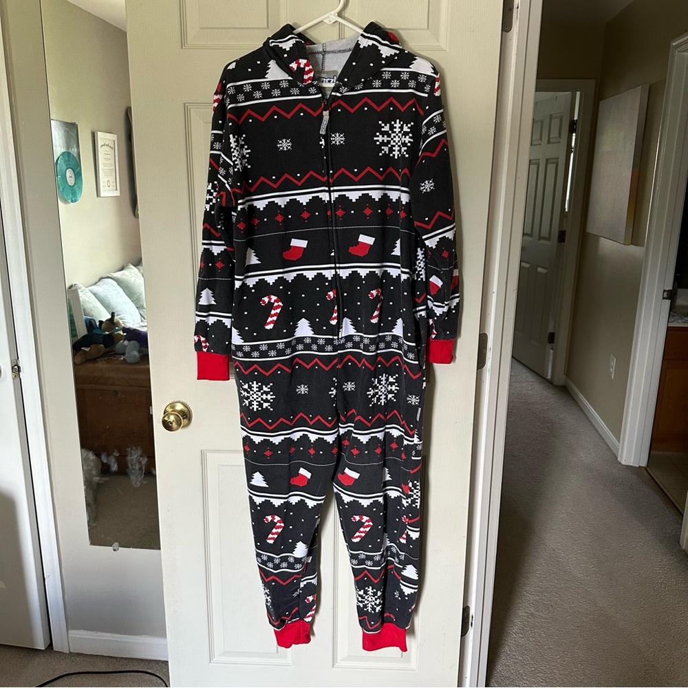 Festive Navy Holiday Onesie pajamas